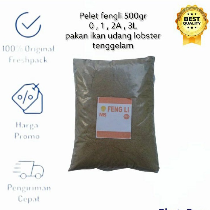 Pelet Pakan Feng Li 500g Fengli 0 1 2A 3S 3L Udang Lobster Burayak Ikan Fengly Tenggelam Sinking 500gram