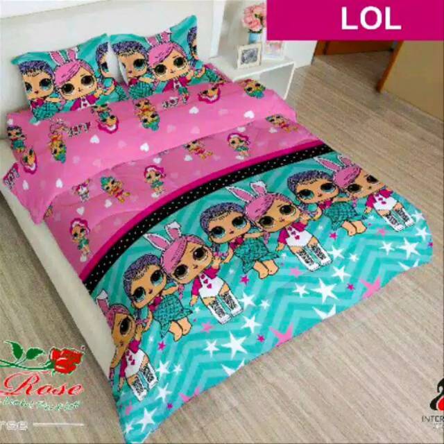 Bedcover ladyrose motif anak King Size (180x200) LOL,Frozen,Doraemon
