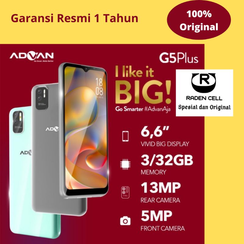 Advan G5 Plus Ram 3/32 GB Handphone 4G HP Android 4G Garansi Resmi 1 Tahun