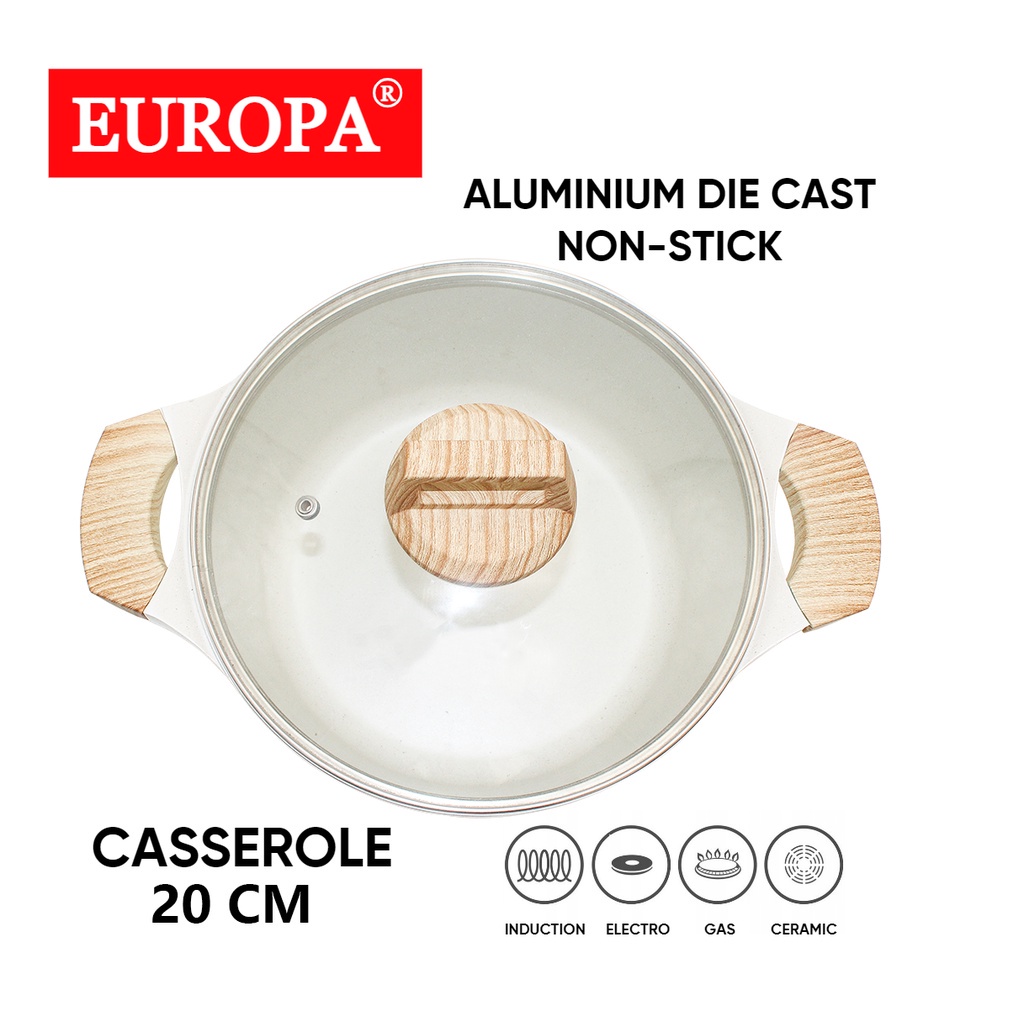 Casserole Keramik Europa Marble Coating- Panci Masak Keramik Ceramic Coating Kompor Induksi Induction Bottom