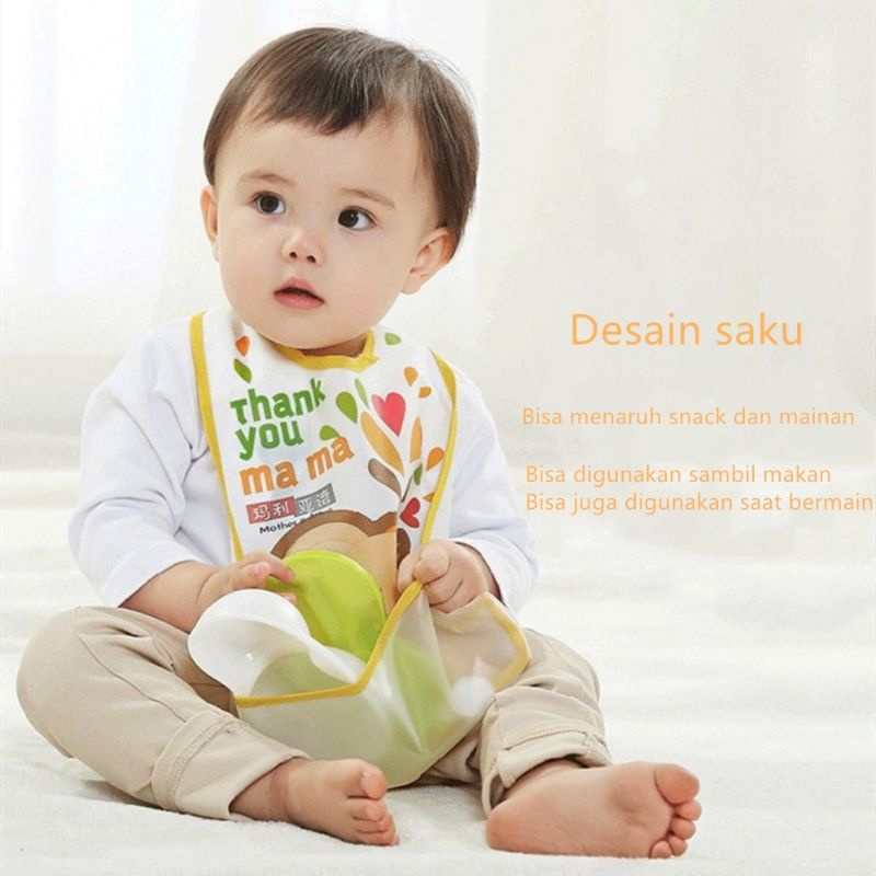 Celemek Bayi Tahan Air / Kartun Slaber Bayi Anti Air / Alas Makan Bayi