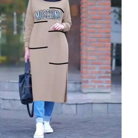 ➸ JF Atasan Tunik Kaos Babyterry Jumbo Wanita Muslimah Terbaru MOSCHIN ➴