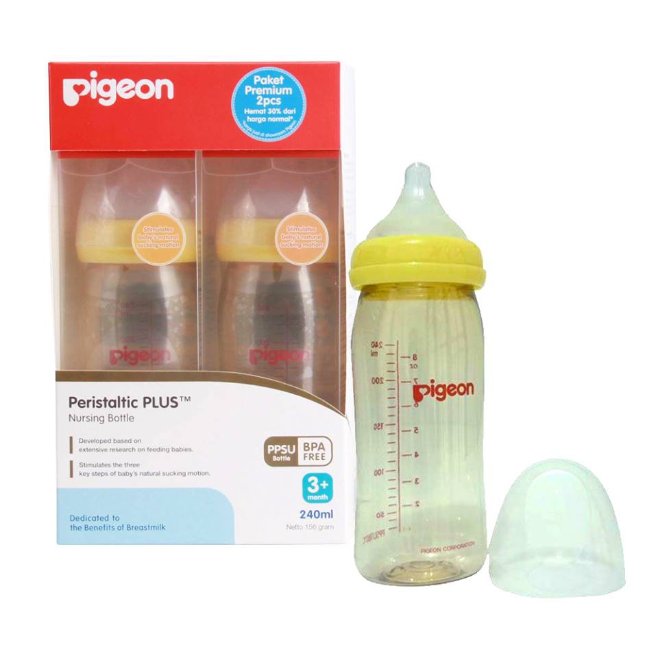 PIGEON BOTOL PPSU 240ML ISI 2 BOTOL PIGEON PERISTALTIC PLUS