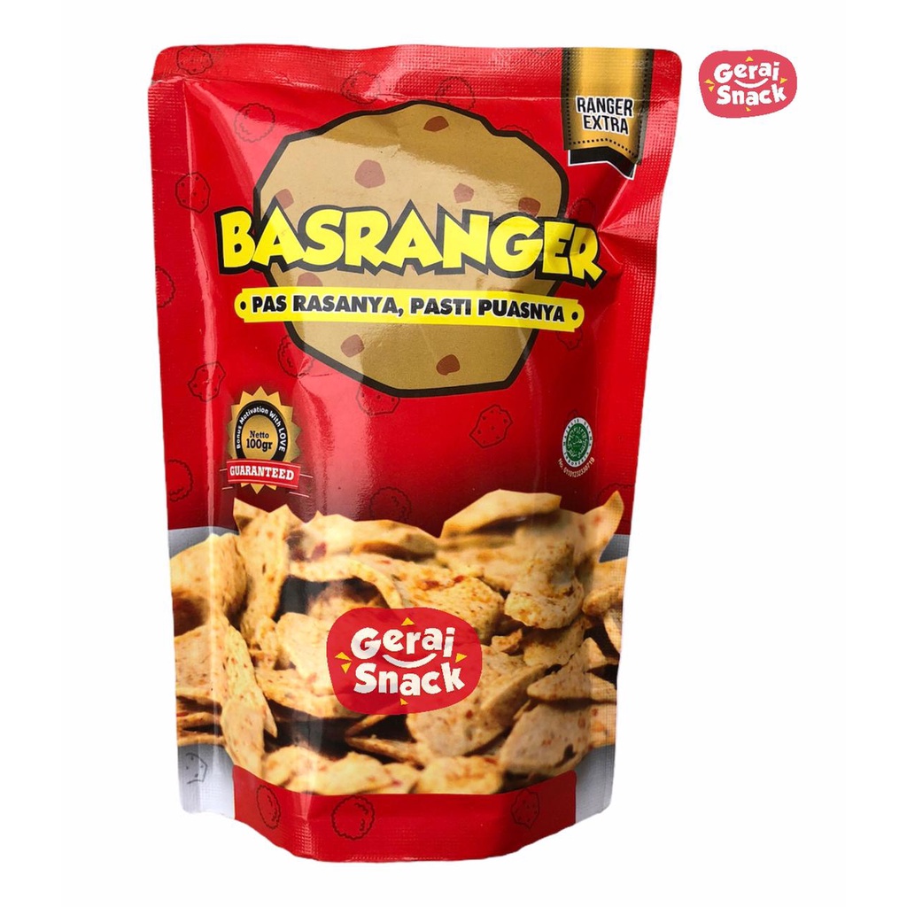 Basreng Bulat Basranger Baso Goreng Ikan Extra Daun Jeruk Bumbu Tebal Renyah (100g)