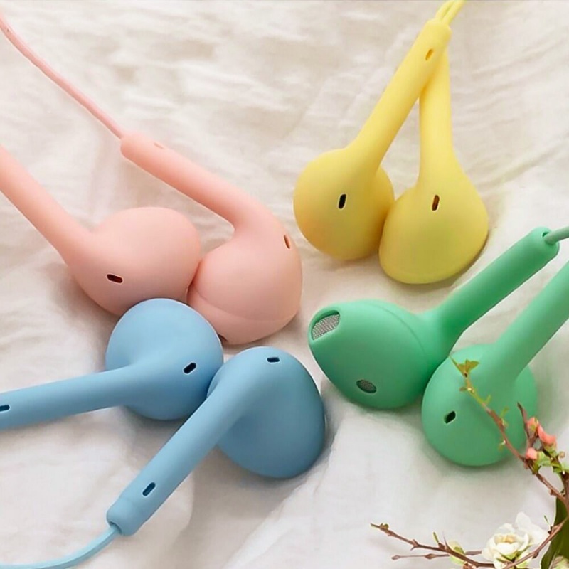 Earphone In Ear Universal Dengan Kabel 3.5mm + Mic + Fitur Noise Canceling Warna Macaron