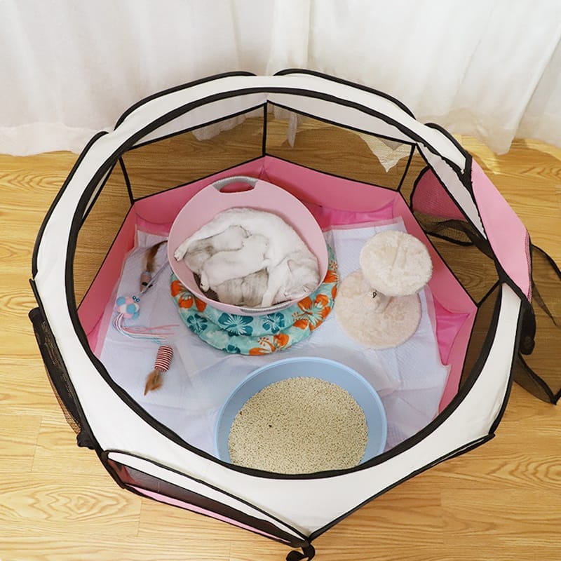 Kandang Lipat Tenda Hewan Portable Pet Cage Folding Pet Tent Octagonal-3