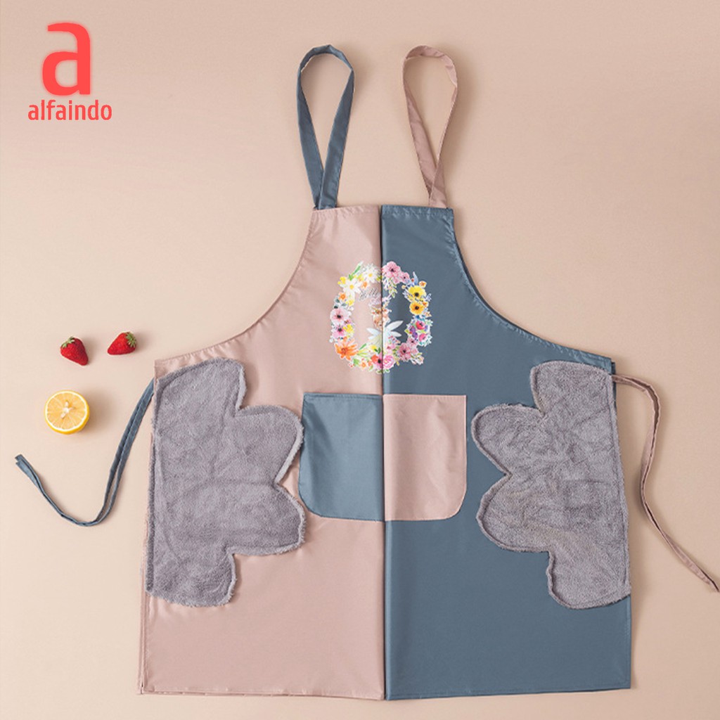 Alfaindo Celemek Masak Apron Barista Kain Plastik Waterproof Dapur Motif CM008