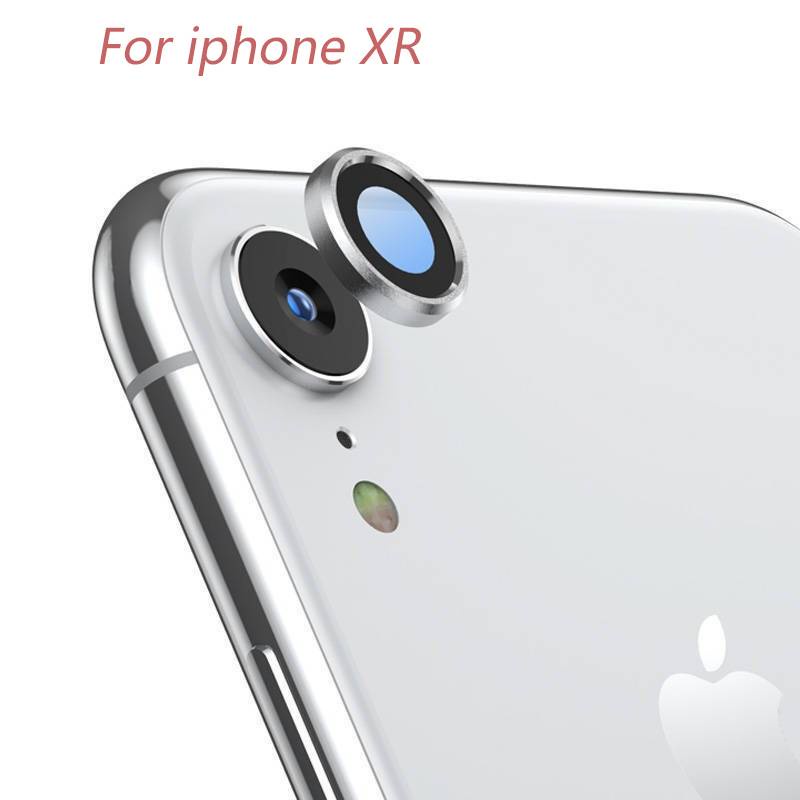 Pelindung Lensa Kamera Tempered Glass 6d Bahan Metal Warna Hitam Silver Emas Untuk Iphone Xr