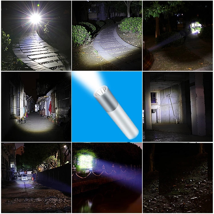 Lampu Senter Led Genggam Mini Portable 3 Mode Tahan Air Bisa Dizoom Untuk Hiking / Camping / Outdoor