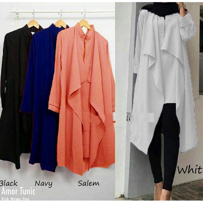 Pengiriman Cepat AMOR TUNIK | BAJU MUSLIM WANITA | TUNIK MUSLIM | TUNIK - Hitam STOK TERBATAS