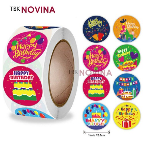 [KODE 58] Stiker Happy Birthday / Label segel Terima kasih 2.5cm (10pcs)