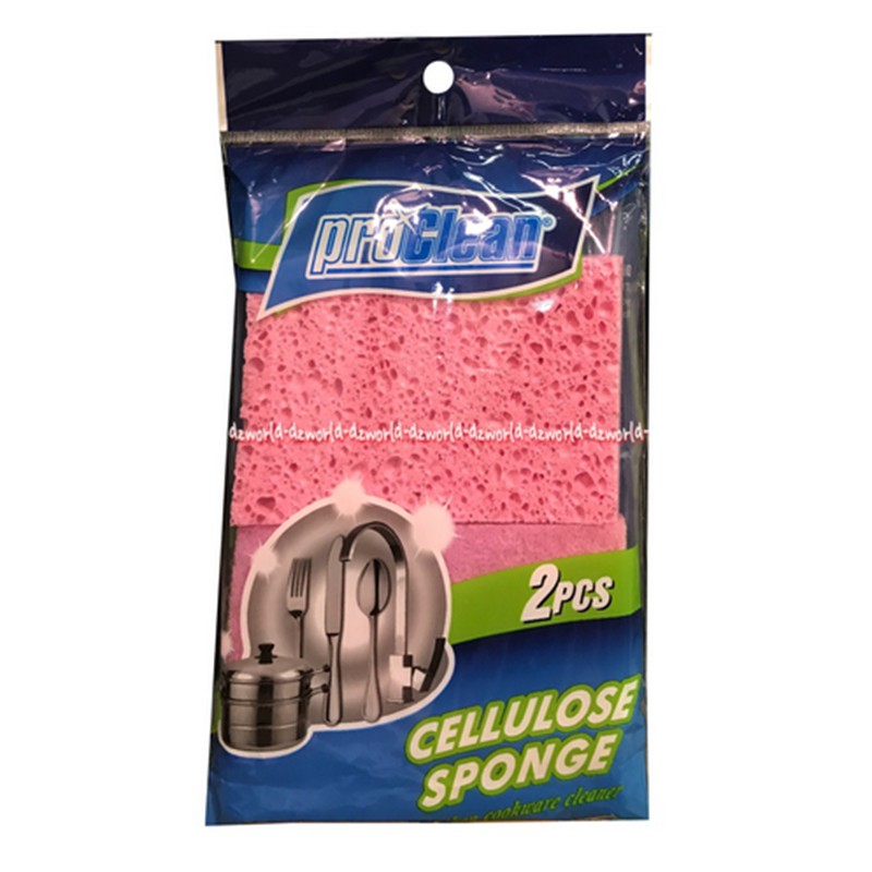 Proclean Cellulose Sponge Spon Pencuci Piring &amp; Peralatan Dapur Isi 2 Hijau