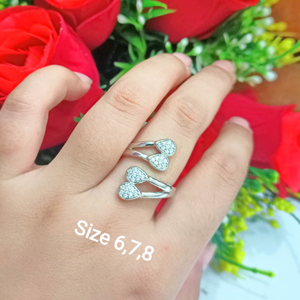 Cincin Dewasa Permata Zircon Gold Perhiasan Wanita Korea (COD)