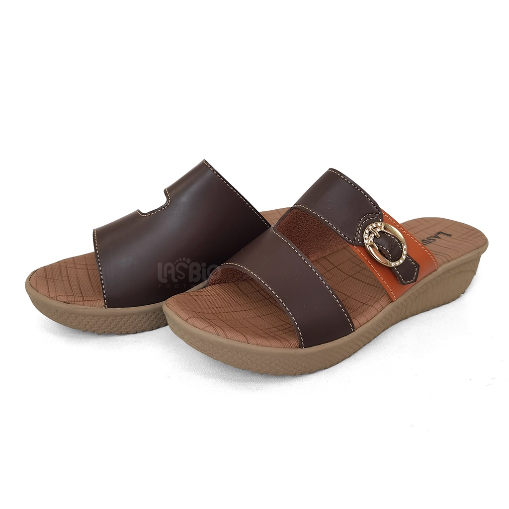 Sandal Selop Wedges Kasual Wanita Lasbio HO05