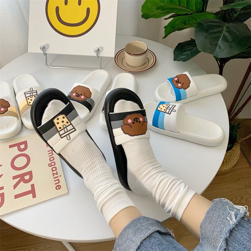 [littlecrab]Sandal Wanita Boba Warna Warni Colorful Tapak Putih Sandal Unik Berkualitas Sandal Rumah Korean Style
