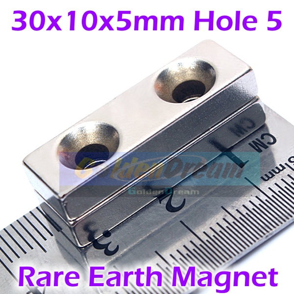 30x10x5mm 2 Lobang 5mm Strong Magnet Neodymium 30x10x5mm 2 Lubang 5mm N52 30x10x5 5x10x30 mm