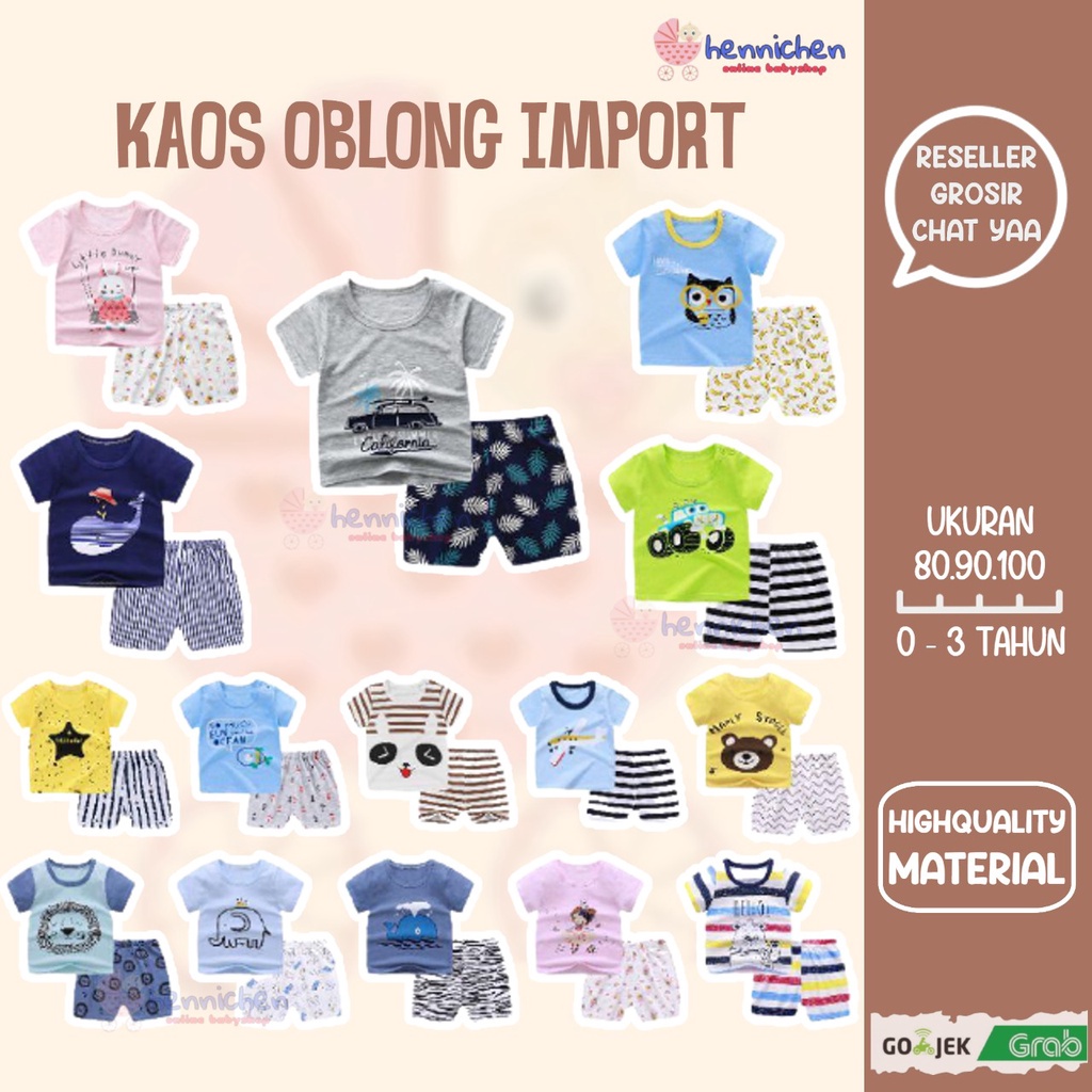 Setelan Baju Anak kaos oblong celana pendek baju import 0-3 Tahun Part 2