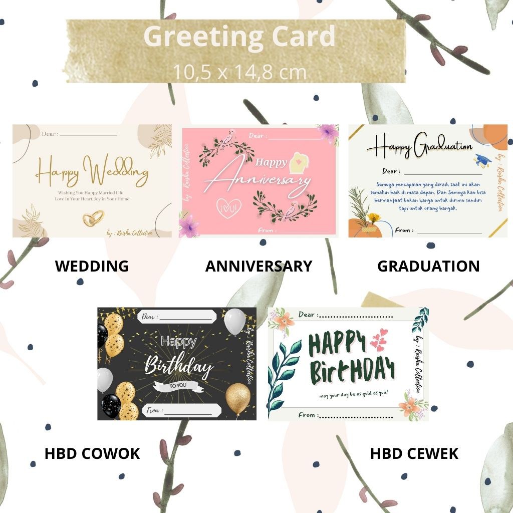 RC Kartu Ucapan/Greeting Card/Gift Card/Kartu Wedding Anniversary Birthday Congratulation Graduation