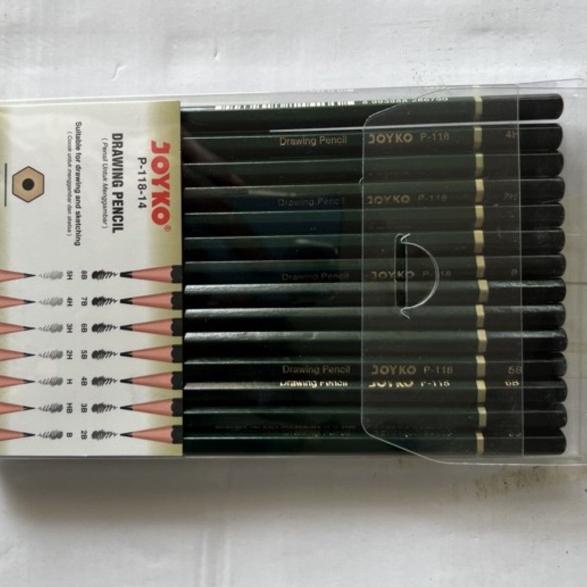 

Hati-hati barang tiruan Joyko Drawing Sketch Pencil / Pensil gambar sketsa set ( ketebalan komplit ) P-118-14 P 118 isi 14 pcs 291GCTD