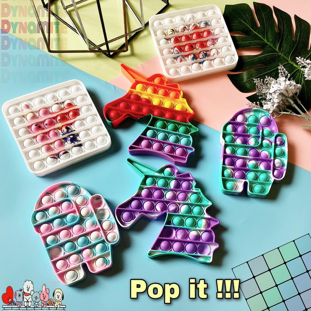 VS BG - POP IT BTS Square rainbow multicolor Fidget Toy Push bubble