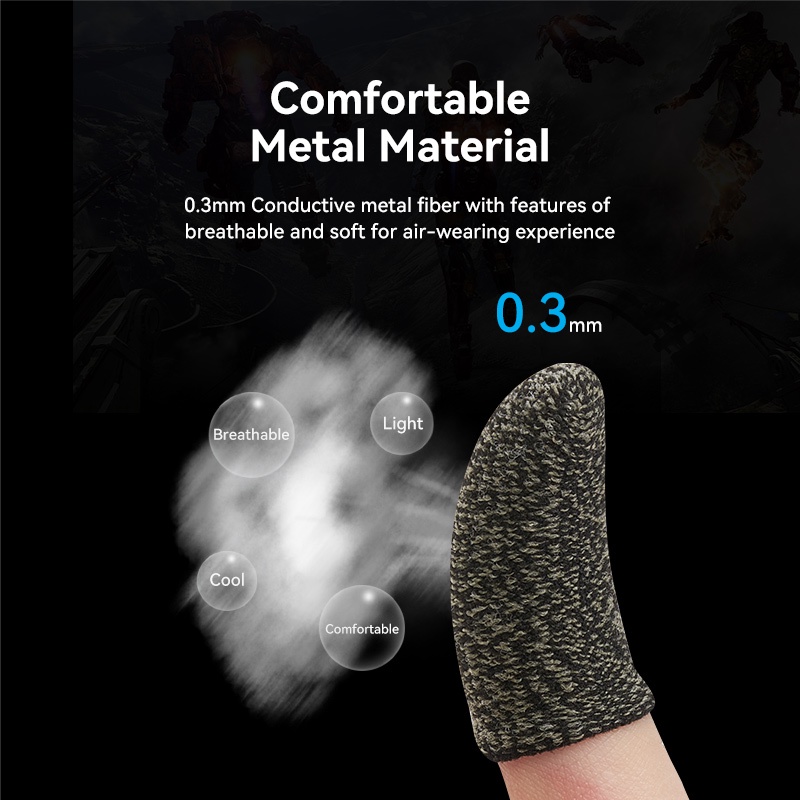 Vention Sarung Jari Bahan Serat Silver Flexible Breathable Untuk Game Handphone