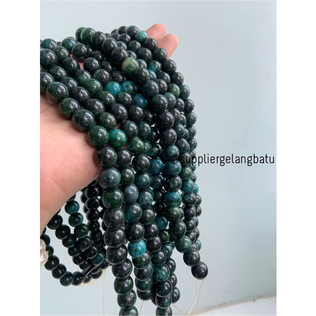 renceng batu green chrysocolla 12mm bacan akik hijau corak natural