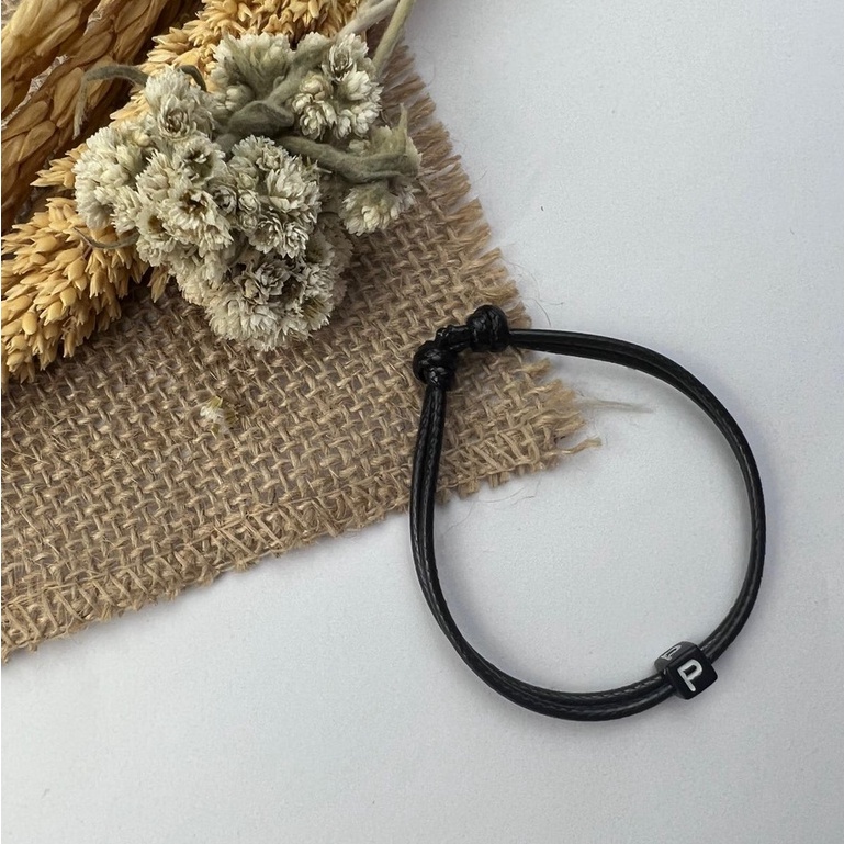 [GROSIR TERMURAH!] GELANG INISIAL HURUF DADU TALI SATIN / KOREA DAN GELANG POLOS-GELANG P