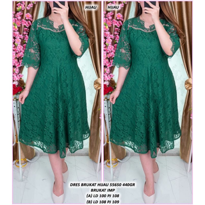 DRESS NATAL BAJU KE GEREJA DRES FORMAL DRES BRUKAT POLOS ASD 118922