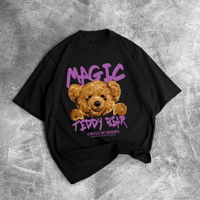 KAOS OVERSIZE MAGIC TADDY BEAR// KAOS SABLON BEAR KEREN T- SHIRT