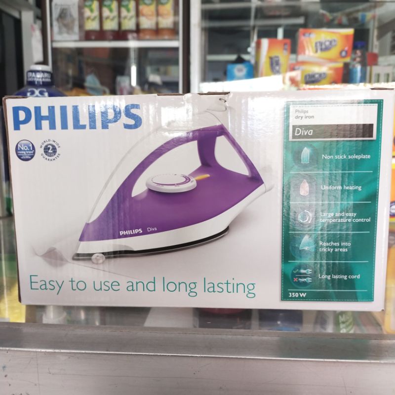 SETRIKA PHILIPS DIVA / DRY IRON GC 122 / GC-122 / GC122 [350 WATT] (GARANSI RESMI)