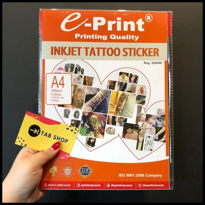 

E-Print Inkjet Tattoo Sticker A4 200Gsm 5Lbr Kertas Tato Stiker Eprint