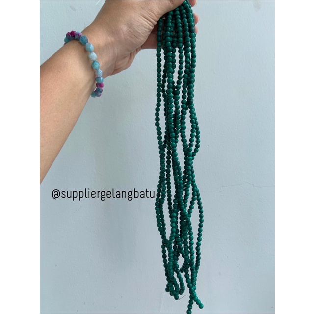 Bahan batu gelang kalung MALACHITE 6mm malakit hijau akik aksesoris bahan kalung gelang anting strap mask kerajinan tangan craft citayam fashion week etink vintage elegan bali manik crystal perhiasan