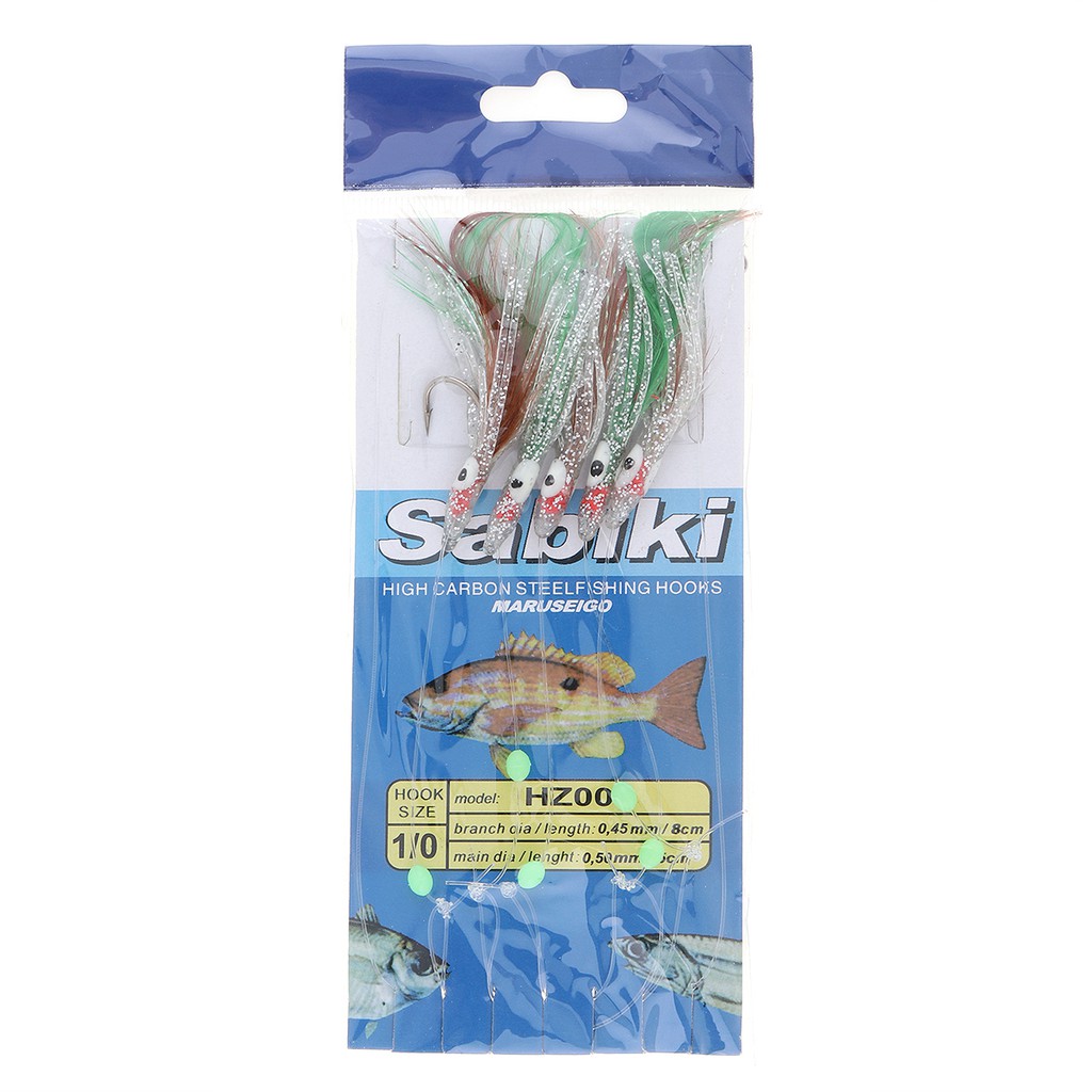 ✨Piyama✨5in1 Luminous Sabiki Soft Fishing Lure Hook/Pengait Umpan Pancing