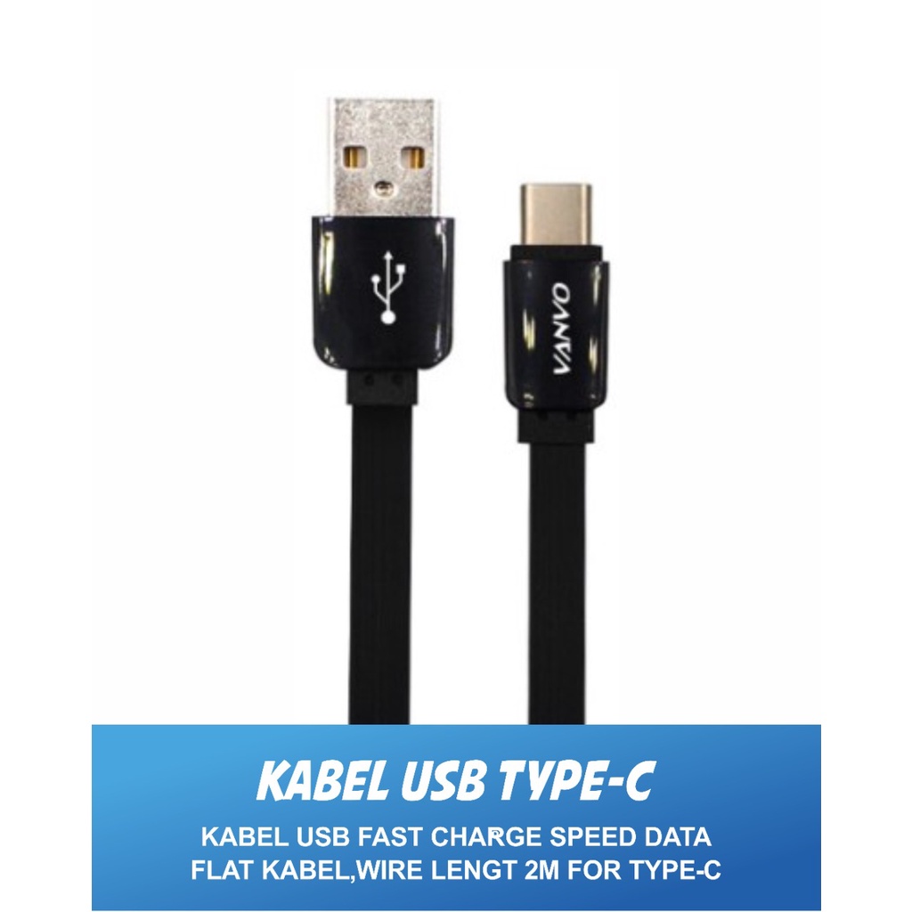KABEL USB VANVO 2M KDVG-07 TYPE C TRANSFER DATA CHARGING