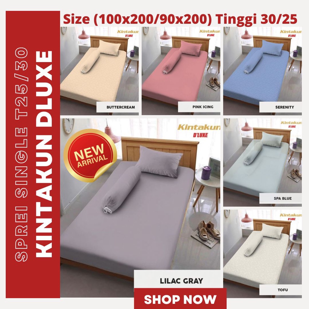 Deluxe SPREI Kintakun SINGLE POLOS EMBOSSED 100X200 90X200 TINGGI 30/25