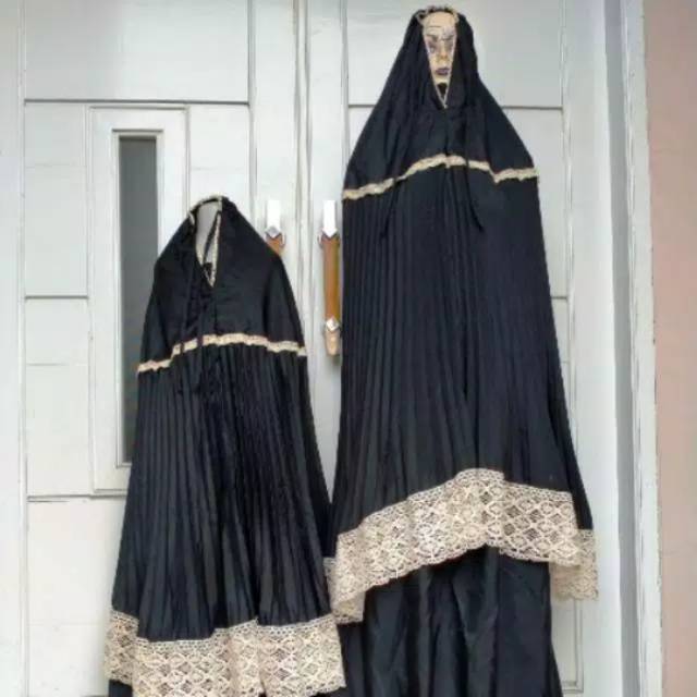 Mukena plisket katun mikro couple ibu dan anak