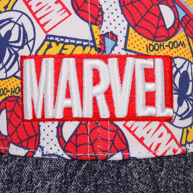 Topi Baseball Motif Print Tulisan Marvel Gaya Hip Hop Adjustable Untuk Anak Unisex