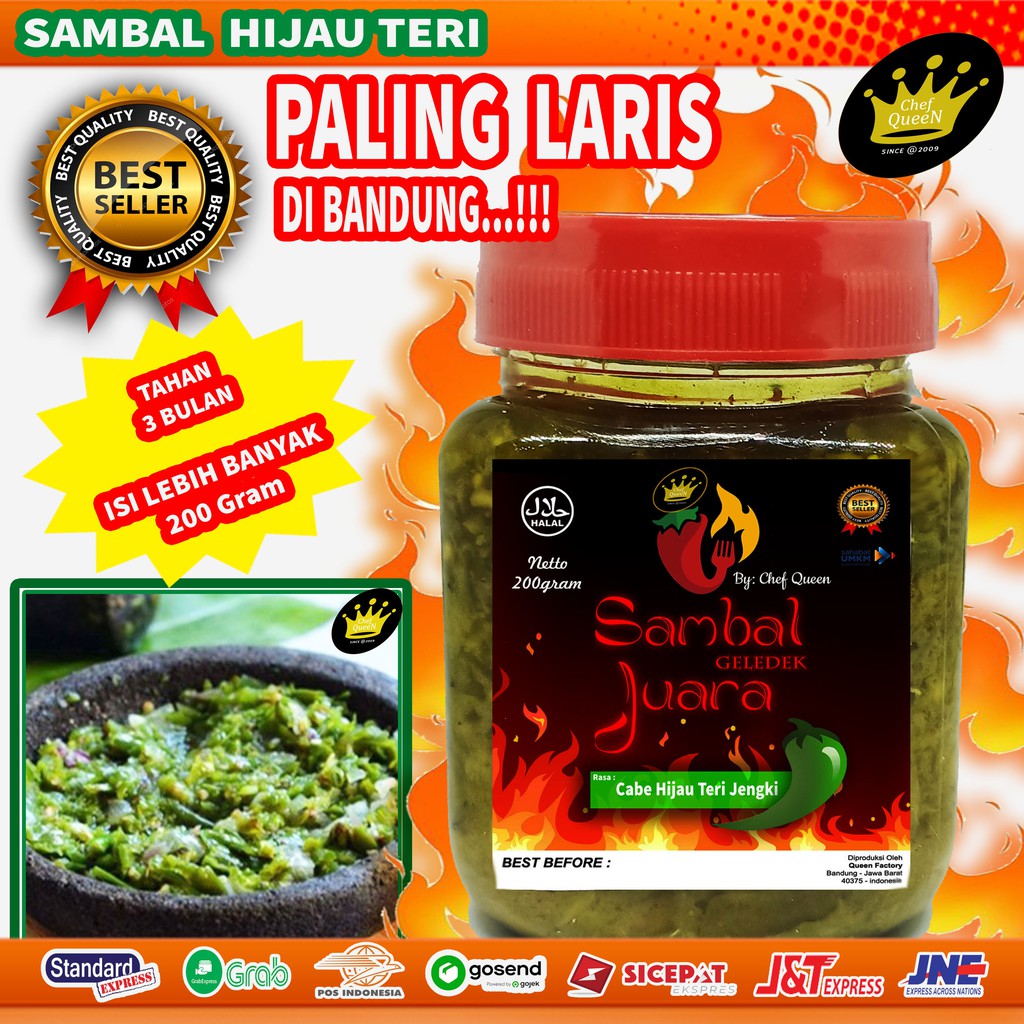 

TERMURAH Sambal Cabai Hijau TERI Sambel pedas Asin Cabe Ijo bawang extra hot ulek Makanan Siap Saji