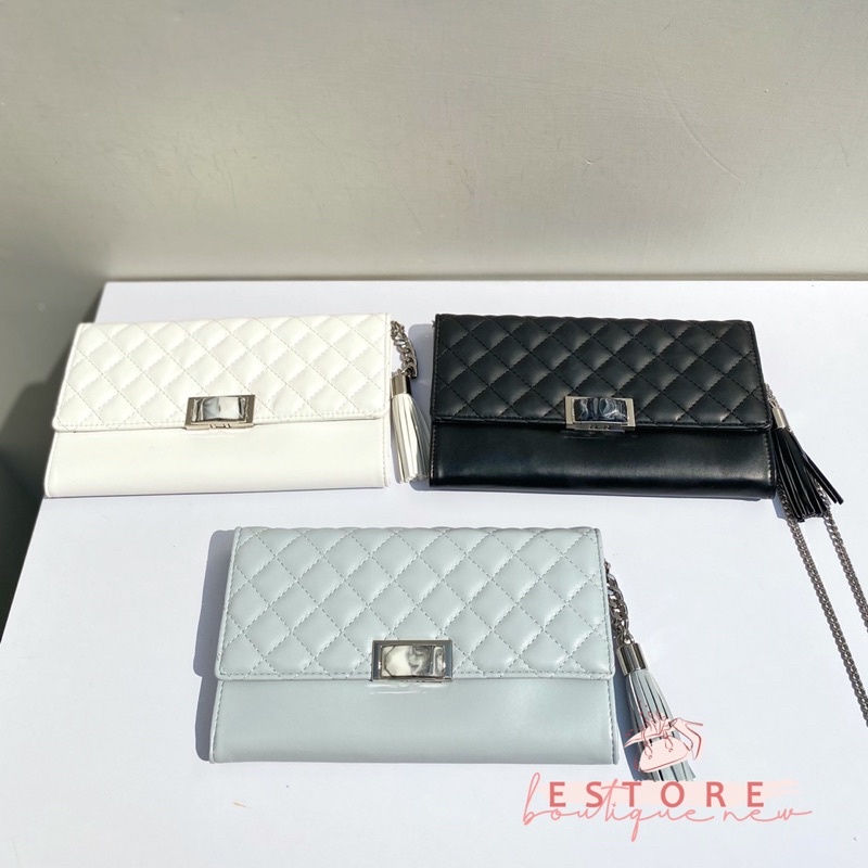 New Cnk Quilted Tassel Clutch