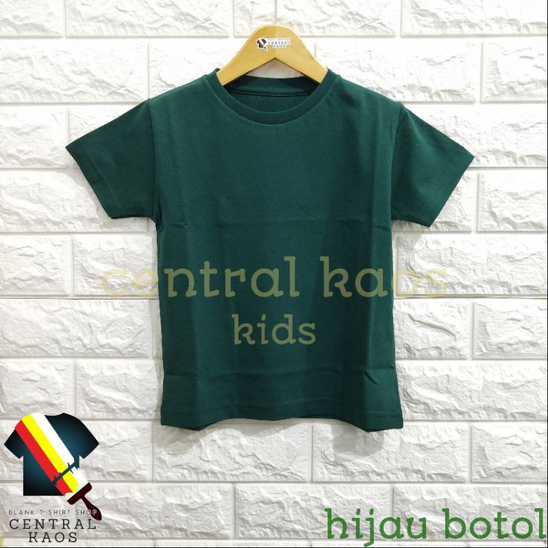 KAOS POLOS / BAJU POLOS anak-anak Hijau Botol Cotton Combed 30s Premium