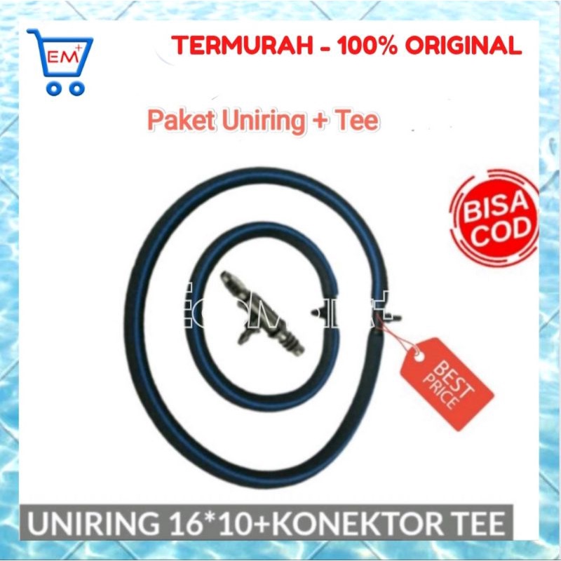 Uniring Selang Aerasi Gelembung Nano Aerotube ukuran 10/16 mm - PAKET: Uniring + Tee Conector ; Uniring + Reducer + Dop