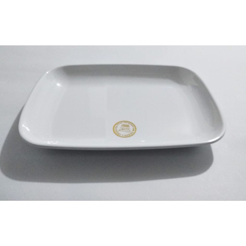 Piring MELAMIN Horeka  P8310, 10 inch PUTIH Golden Dragon - piring melamin mengkilap