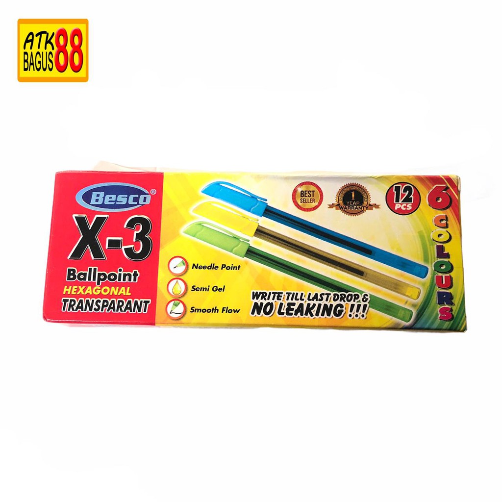 PULPEN BALLPOINT PEN MURAH X-3 UJUNG LANCIP NEEDLE POINT SEMI GEL harga 12 pcs