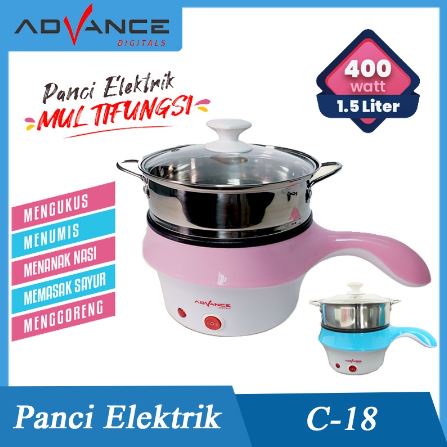 Panci Listrik Advance C18 Serbaguna Multifunctional Electric Fry Pan Panci Listrik Lapisan Keramik Warmer Steamer Cooker