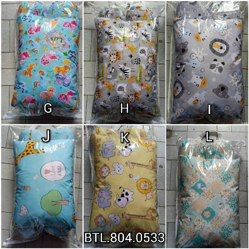 bantal guling set balita set sarung bantal bisa dilepas katun halus isi Dakron motif banyak