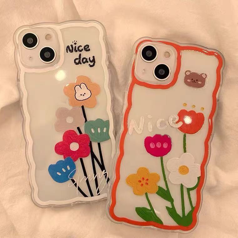 Soft Case TPU Transparan Motif Bunga Untuk Iphone 13 Pro Max / 12 / 11 / XS / XR / X / 8 / 7 / 6 Plus Mini SE 2020