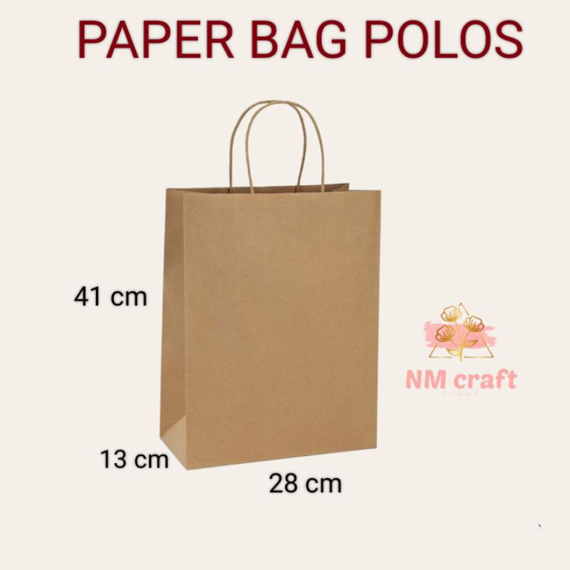 

Paper bag polos ukuran 28cm x 13cm x 41cm