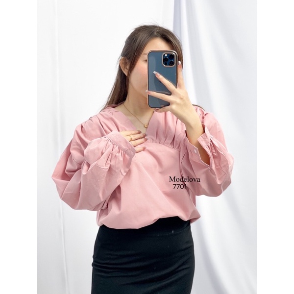 MDLV ~ 7701 SALVATIERRA WRAB BLOUSE ATASAN BIG SIZE BLOUSE BIG SIZE FASHION KOREA FASHION IMPORT