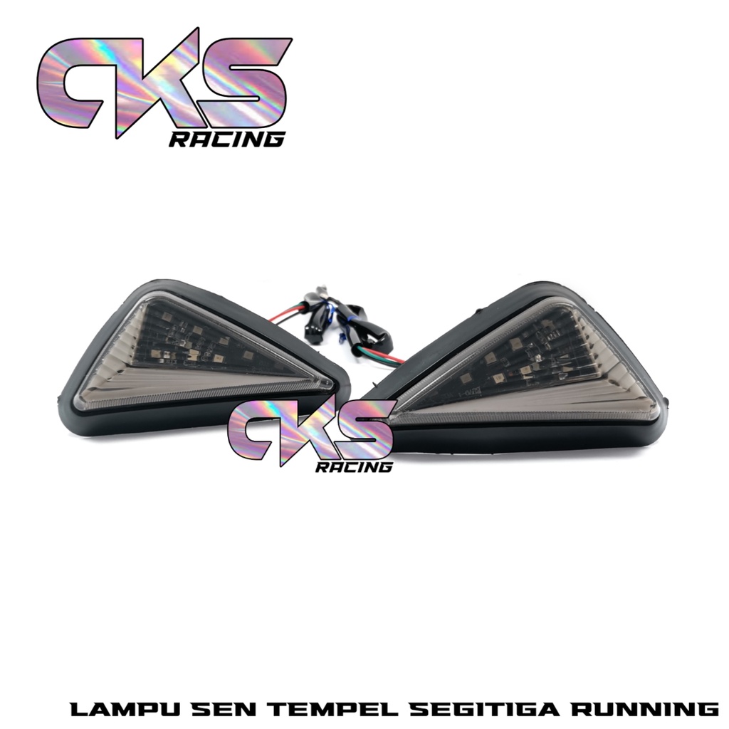 Sein Tempel Segitiga Model Neon Led 2 Mode Running Lampu Sen Tempel Segitiga Besar Buat Cbr150r ,R15 v2 ,R15 v3 ,R25 ,Ninja ,Gsx Dan Motor Lainnya Universal