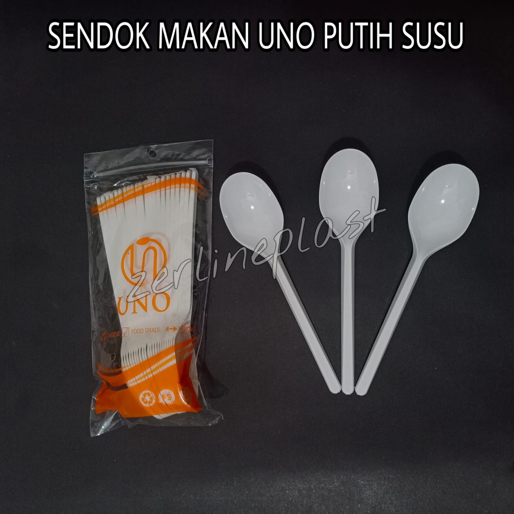 Sendok makan plastik PUTIH SUSU (UNO) @25pcs